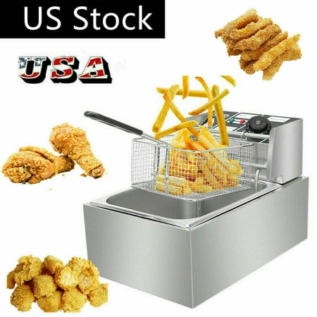 

[HOT SALES] Electric Fryer|Electric Fryer for Commercial Use|Cooking Frying and Warming| Stainless Steel 6.3QT/6L/Max 2500W Single Tank
