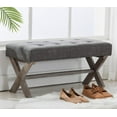 thumbnail image 2 of chairus PU Leather Upholstered Storage Entryway Bench, 36 inch Bedroom Bench Seat with X-Shaped Wood Legs for Living Room, Foyer or Hallway - Gray, 2 of 8
