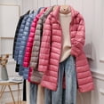 thumbnail image 2 of Winter Down Coat with Storage Bag Thickened Padded Plush Hood Mid Length Windproof Long Sleeves Windproof Warm Daily Outwear Cotton Jacket, 2 of 7