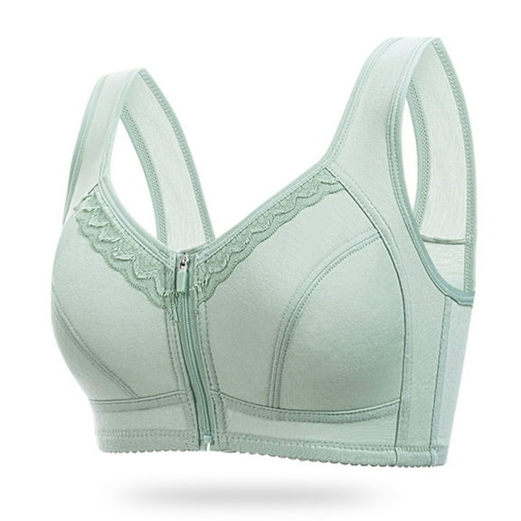 SDNall Womens Plus Size Zip Front Bra - Wireless, Lightly Lined with Full Coverage Support