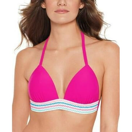 MSRP $20 Salt + Cove Juniors  Banded Push-Up Halter Bikini Top Pink Size Large