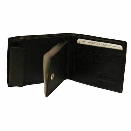 Black Leather Mens Wallet With Snap Picture Pocket - Walmart.com