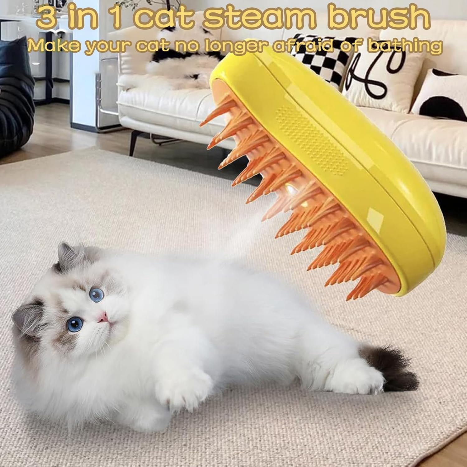 Cat Steam Brush, Steamy Cat Brush - 3 in1 Cat Steamy Brush, Cat Brush for Massage, Steam Brush for Cats, Cat Brush with Steam, Cat Brush Steamer for Removing Tangled, Cat Steam Brush for Cat