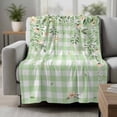 thumbnail image 2 of Watercolor Floral Blanket Soft Cozy Warm Throw Blanket for Couch, Plush Fuzzy Flannel Fleece Blankets for Sofa, Spring Flowers Leaves Botanical Green Plaid Bed Blankets Gifts for Men, 50"x60", 2 of 9