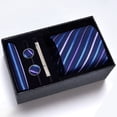 thumbnail image 1 of Cajas de regalo Corbata de hombre Conjunto de cinco piezas Vestido de negocios Rayas Negro Boda Novio, 1 of 6