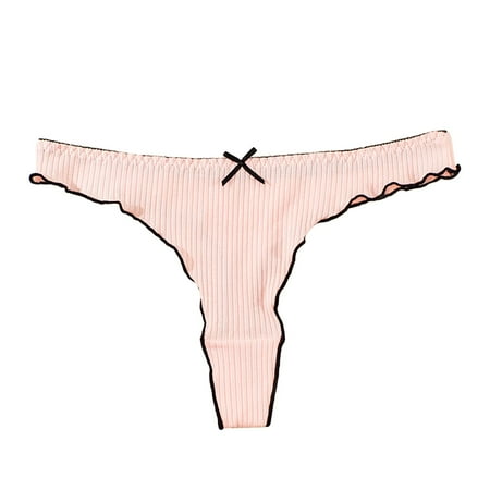 BYHONG Women s Low Waist Lace Briefs Solid Color Crotch Underwear Panties Panties for Women Pack Pink M