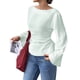 thumbnail image 3 of Camisas de Larga para Mujer, Tops Cortos de Otoño, Cuello , Mangas Acampanadas, Acanalados, con Cordones, Ropa Y2K Verde L, 3 of 8