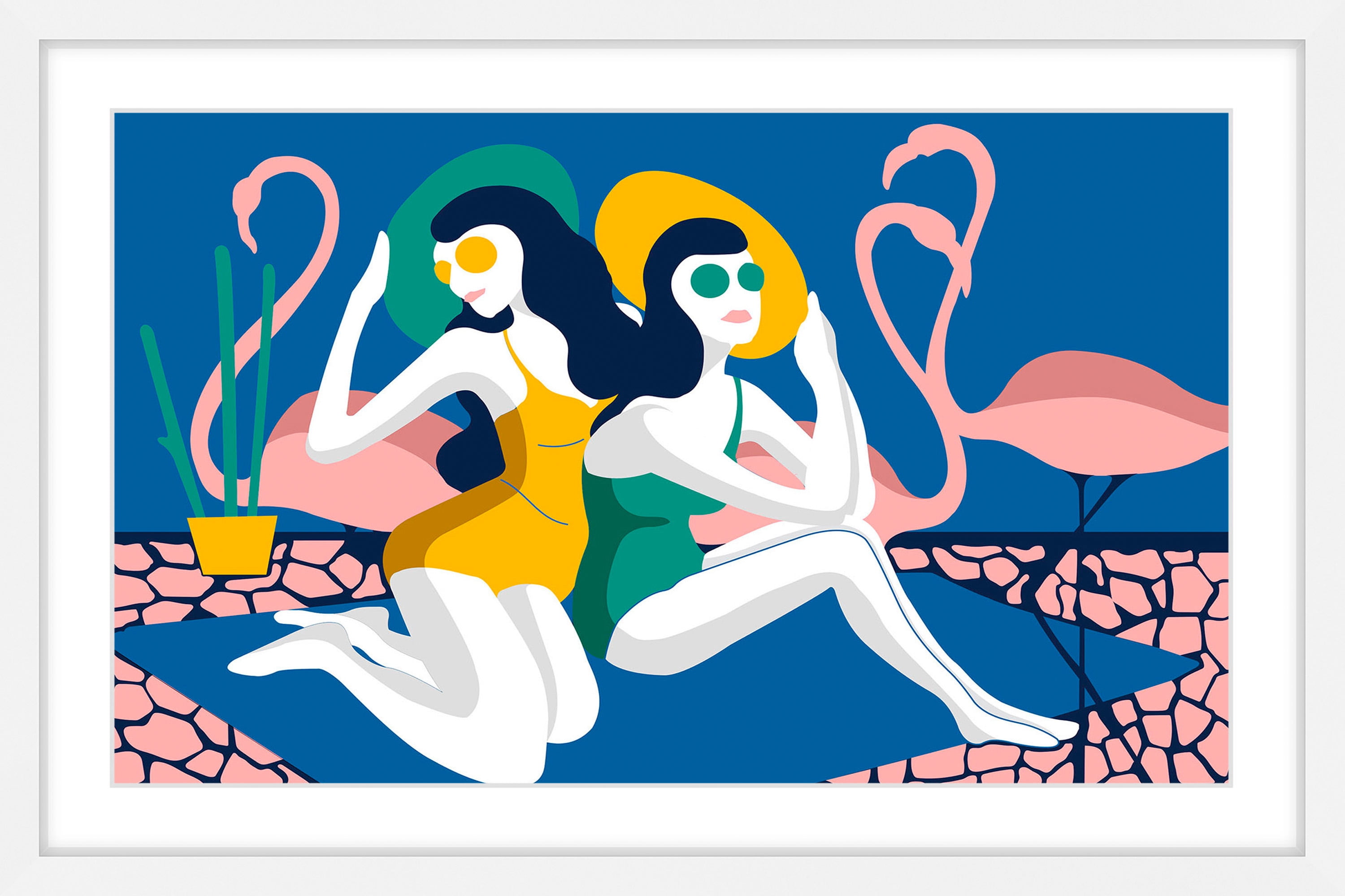 Girls Chilling Out Framed Painting Print