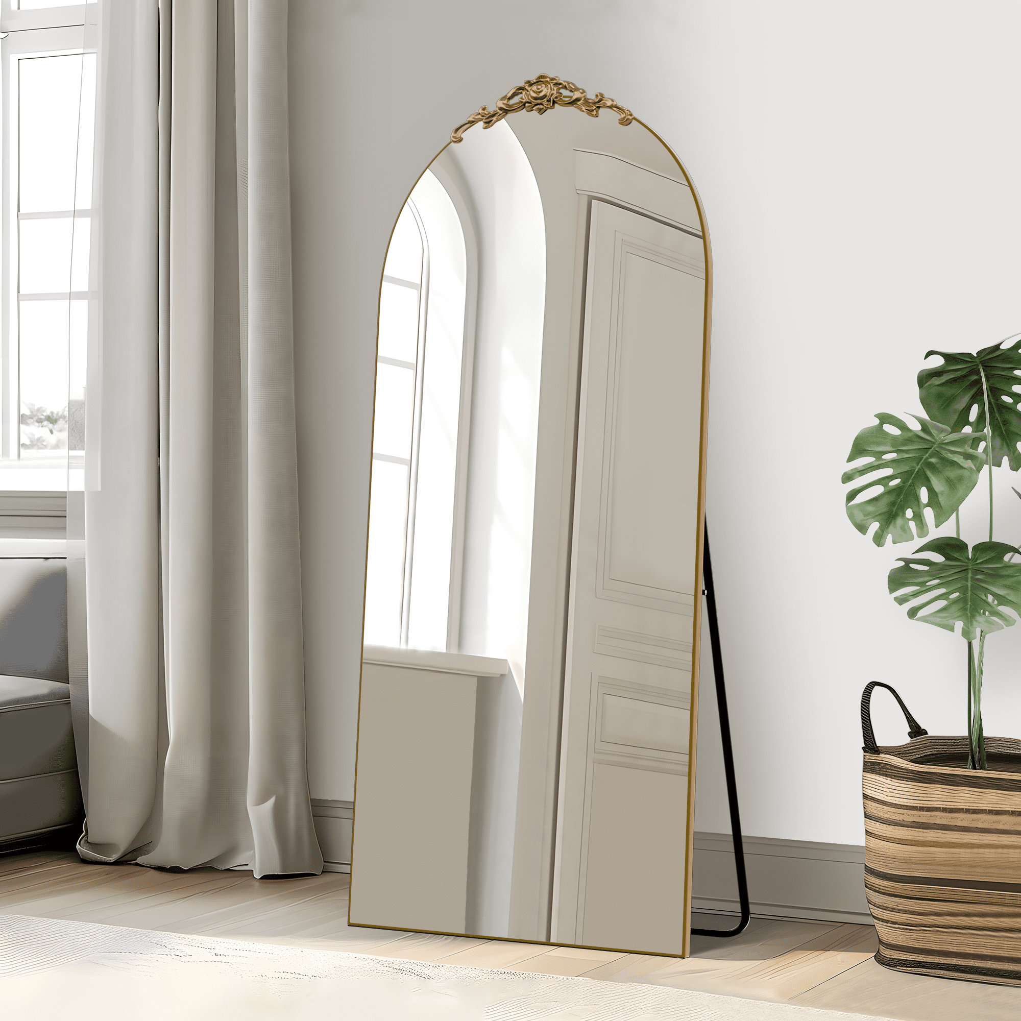 MAYEERTY MDF Mirror Accessories, Resin Carved Accessories, Mirror Decoration, Gold