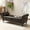 #2 Dark Brown-PU Leather, variant on Modern Cotton Linen End of Bed Storage Bench with Rolled Arms, Pull-Up Upholstered Storage Ottoman Bench with Solid Wood Legs for Bedroom Living Room