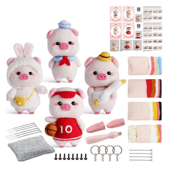 Cute Piggy Doll Needle Felting Kits for Beginner,Needle Felting Kit