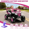 thumbnail image 4 of iRerts 12V Electric Ride on UTV, Powered Ride on Cars with Parent Remote Control, LED Lights, Music Player, Front Shock Absorbers, Ride on Toys for Kids Boys Girls Ages 3-4, Pink, 4 of 8