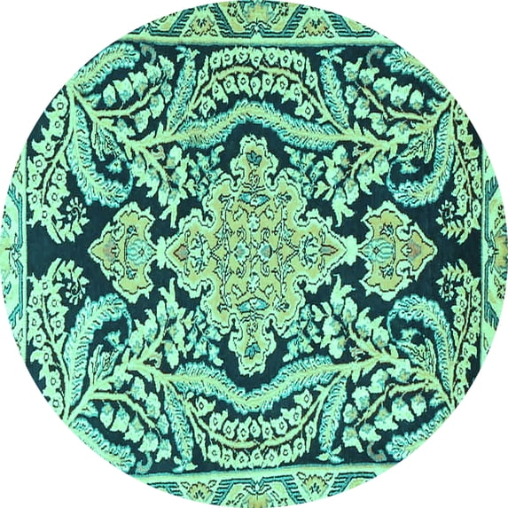 Ahgly Company Indoor Round Persian Turquoise Blue Traditional Area Rugs, 8' Round
