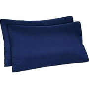 BLC Blue Pillowcases Pack Of 2 Standard Size 1800 Thread Count Brushed Microfiber Ultra Soft Easy Care Envelope Closure Pillow Covers