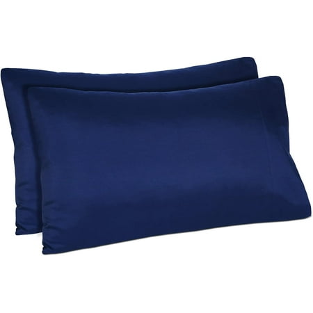 BLC Blue Pillowcases Pack Of 2 Standard Size 1800 Thread Count Brushed Microfiber Ultra Soft Easy Care Envelope Closure Pillow Covers