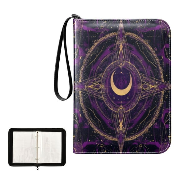 400 Pockets Trading Cards Album,Card Binder 4-Pocket, Cards Collector Album Holder Fits 400 Cards with 50 Removable Sheets Purple Mystical Pattern