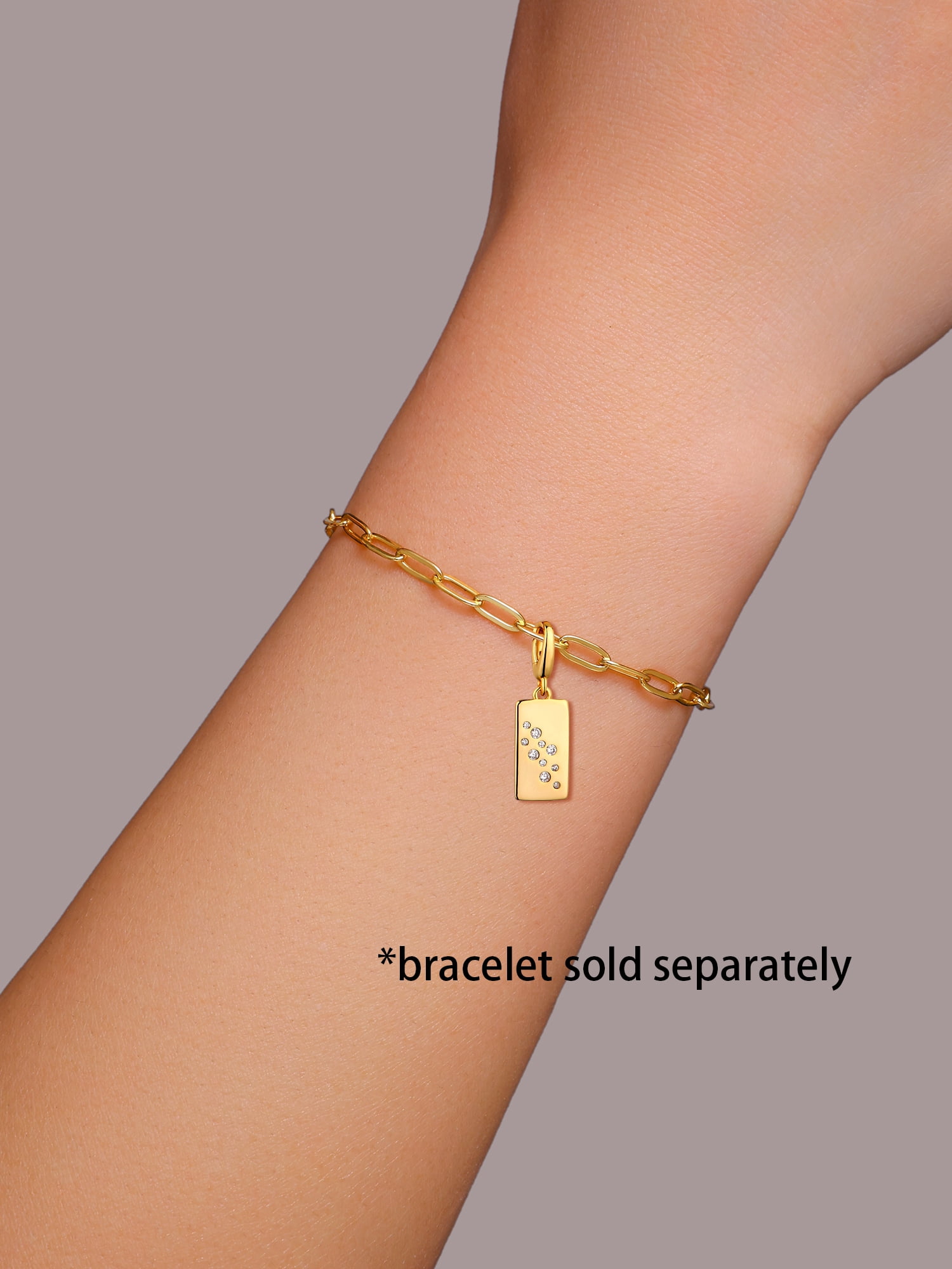 Brilliance Fine Jewelry Simulated Diamonds Rectangle Charm in 14KT Gold Plated Sterling Silver