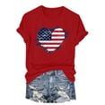 thumbnail image 3 of Womens Short Sleeve T-Shirts Crew Neck Casual Shirt Summer Beach Palm Tree Vintage Hawaiian Tees Red,L, 3 of 4