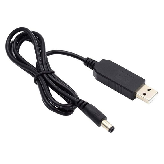 FVH USB 2.0 Type-A DC5V to DC12V 5.5x2.1mm 5.5x2.5mm Voltage Riser Boost Power Plug Barrel Connector Cable 100cm