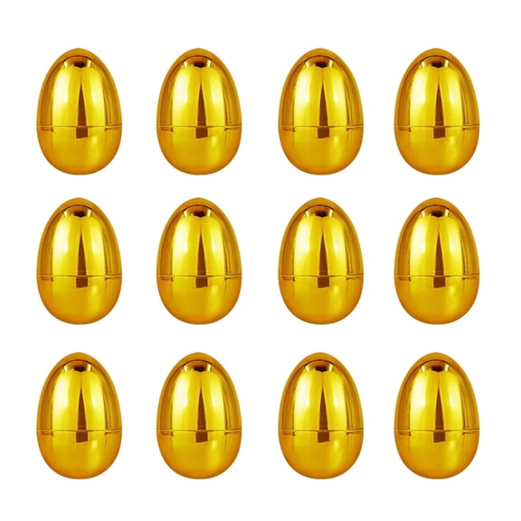 YingYouFu Easter Golden Eggs Fillable Plastic Surprise Eggs with Opening, Empty Decor Eggs for Hunting Games and Basket Stuffers, DIY Party Favors and Holiday Toy Fillers