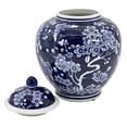 thumbnail image 4 of Dark Blue Ceramic Chinoiserie Ginger Jar 10", 4 of 5