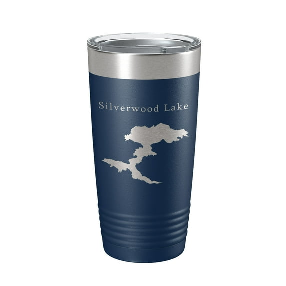 Silverwood Lake Map Tumbler Travel Mug Insulated Laser Engraved Coffee Cup California 20 oz Navy Blue