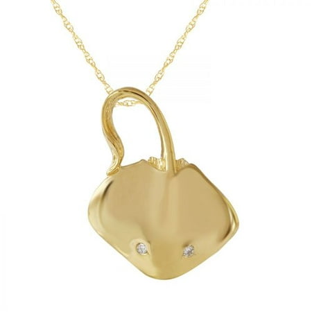 Ladies 0.05 Carat Diamond 14K Yellow Gold Necklace
