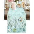 thumbnail image 2 of Burlap Table Runner 90 Inches Long, Summer Ocean Coral Conch Fish Non-Slip Kitchen Table Runners for Dining Room Everyday Use Party Table Decorations Gradient Green Geometric, 2 of 9