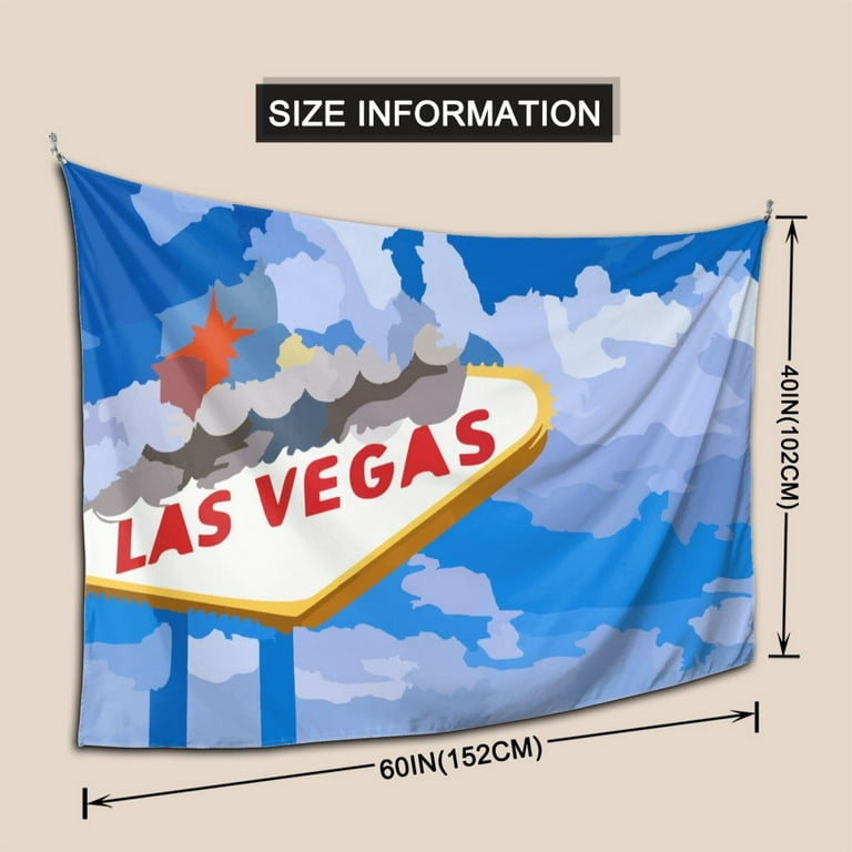 ZICANCN Las Vegas Welcome Sign Fantasy Wall Decor Tapestry , Room-Bedroom  Wall Hangings Tapestry Open Sky Huge Clouds,60 X 40 