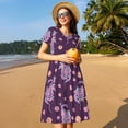thumbnail image 4 of Easygdp Snake And Flower para Vestido Transpirable de Mujer, Vestido Suelto de Manga Corta con Pliegues y Bolsillos para el Verano, 4 of 6