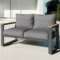 thumbnail image 4 of Mayincolor Aluminum Outdoor Loveseat, All-Weather Metal Patio Furniture Sofa, Patio Sofa Chair for Porch Backyard Garden, Grey, 4 of 6