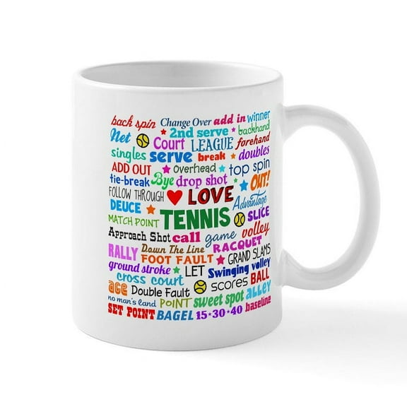 CafePress - Tennis Terms Mug - 11 oz Ceramic Mug - Novelty Coffee Tea Cup
