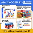 thumbnail image 5 of SUNNY AUNTIE Magnetic Tiles 100 PCS with 2 Cars, Magnetic Tiles for Kids & Toddlers, Toy for 3 4 5 6 7 8 Year Old Boys & Girls, Gift Box, 5 of 8