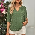 thumbnail image 5 of V Neck T Shirts for Women Short Sleeve 3/4 Length Sleeve Womens Tops Dressy Casual Blouses V Neck T Shirts with Smocked, 5 of 9