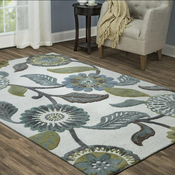 Rizzy Home EH8642 sage/blue--teal 2'6" x 10' Hand-Tufted Area Rug
