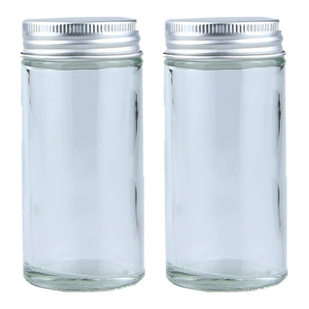 

Glass Spice Jars / Bottles Empty Square Spice Containers Condiment Pot - Shaker Metal Lids