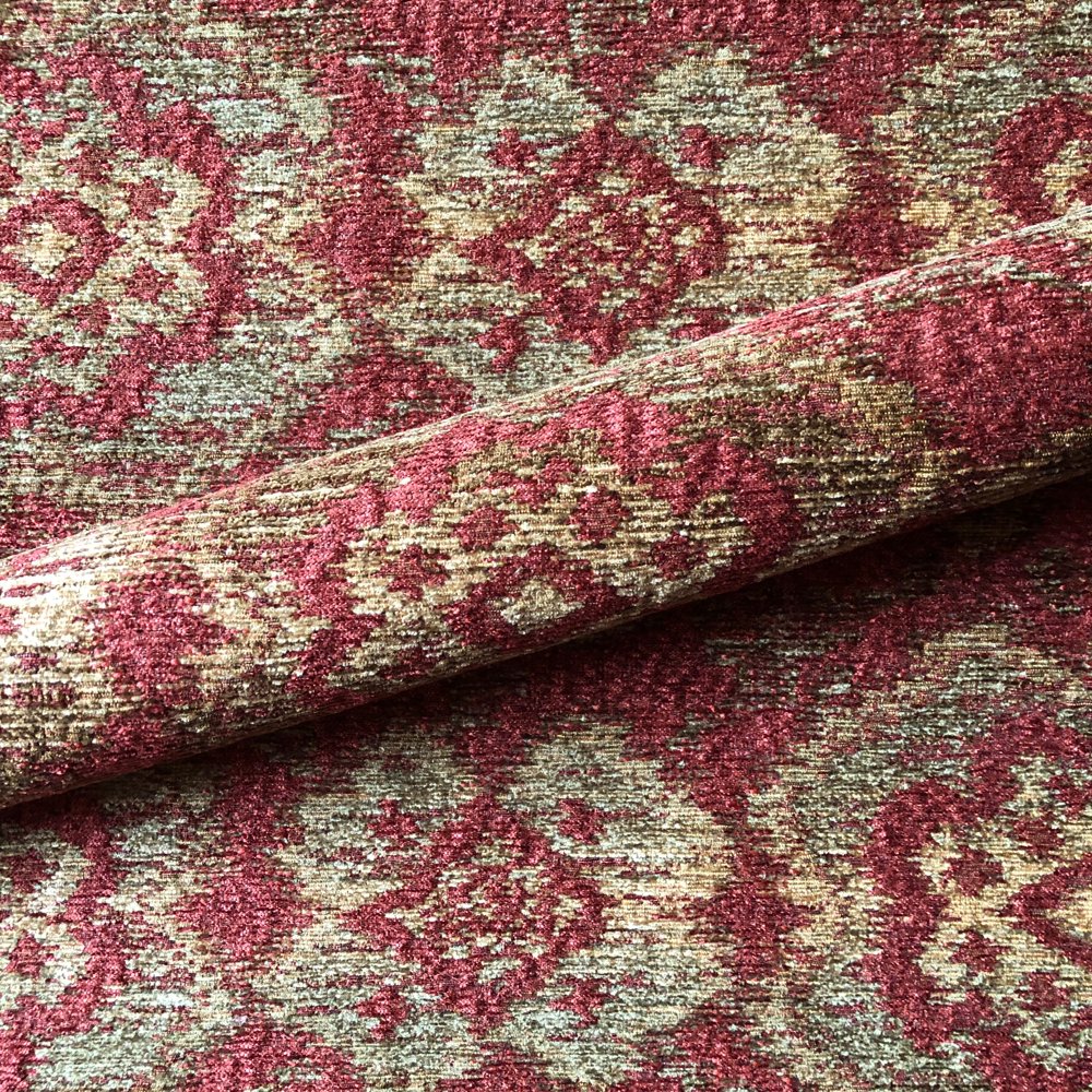 Ruby Red Traditional Damask Jacquard Upholstery Fabric 54" by the Yard