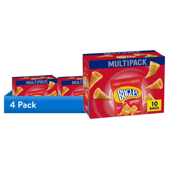 (4 pack) Bugles Original Crispy Corn Snacks, Party Snacks Multipack, 10 Count, 8.75 oz