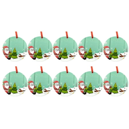 

Wooden Christmas Garland Beads 70mm White Painted Christmas Disc DIY Christmas Decoration Wooden Round Pendant With Red Rope