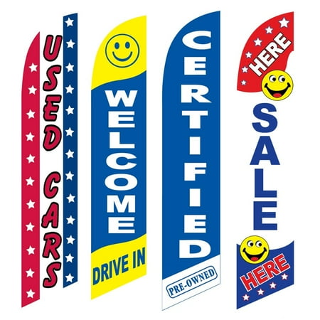 4 Advertising Swooper Flags Used Cars Welcome Drive In Certified Pre Owned Sale Here