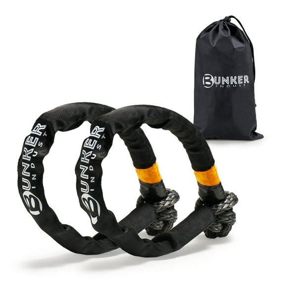 BUNKER INDUST 2Pcs Synthetic Soft Shackle Rope,1/2 Inch x 23 Inch (49,000 LBS Breaking Strength) Winch Towing Recovery Shackles for Offroad 4x4 Vehicles Truck, SUV, ATV, UTV