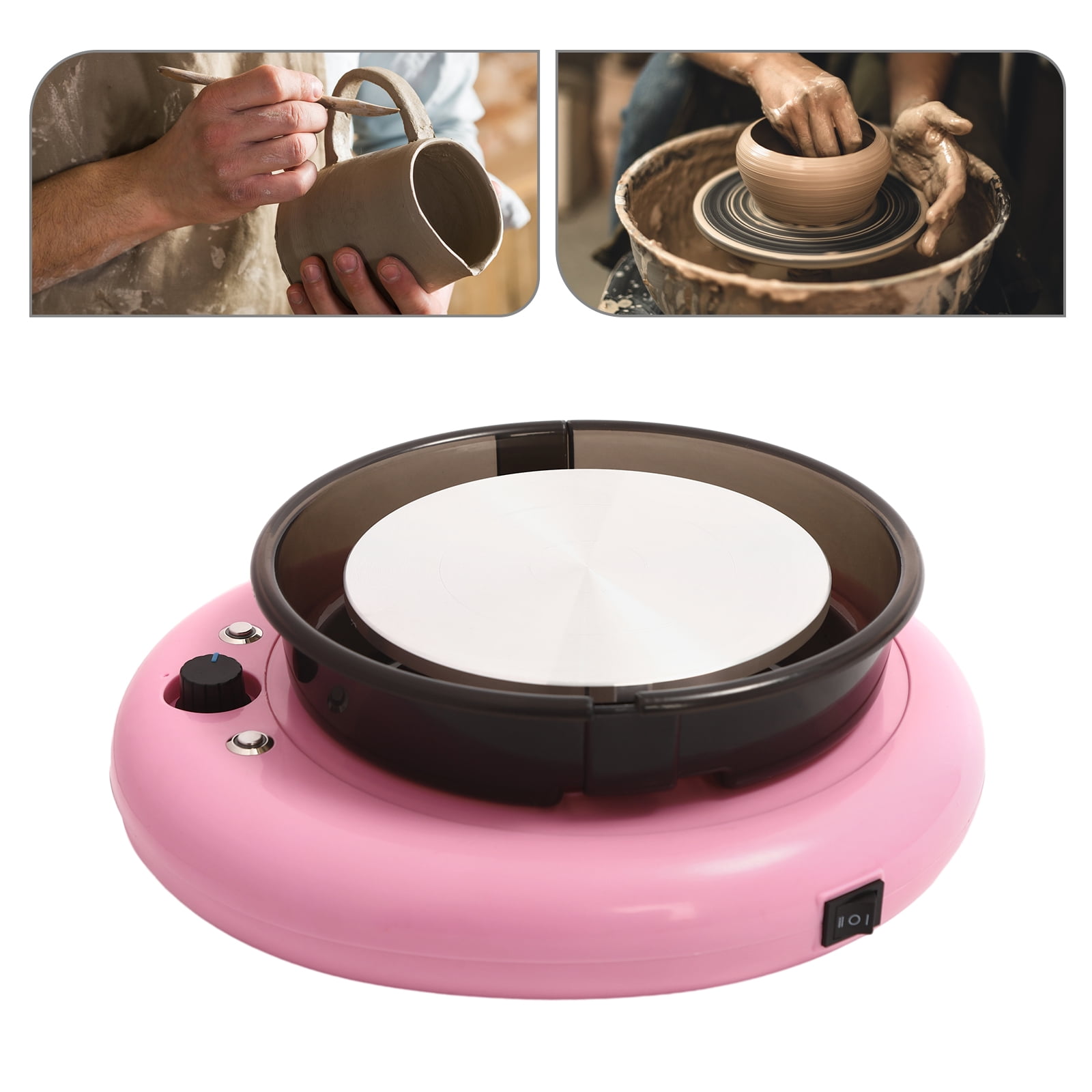 Fichiouy 60W Pottery Wheel Ceramic Wheel Forming Machine Adjustable Speed Clay Tools for DIY