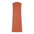 thumbnail image 4 of Roncen Robe Midi d'Été Sans Manches en Lin pour Femmes, Boutonnée, Ample, Col en V, Élégante, pour Invitées de Mariage, Robes de Plage, 4 of 7