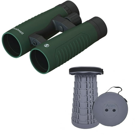 10x42 Excursion Roof Prism Binocular Green Rubber Armor Bundle with Portable Telescoping Stool/Chair