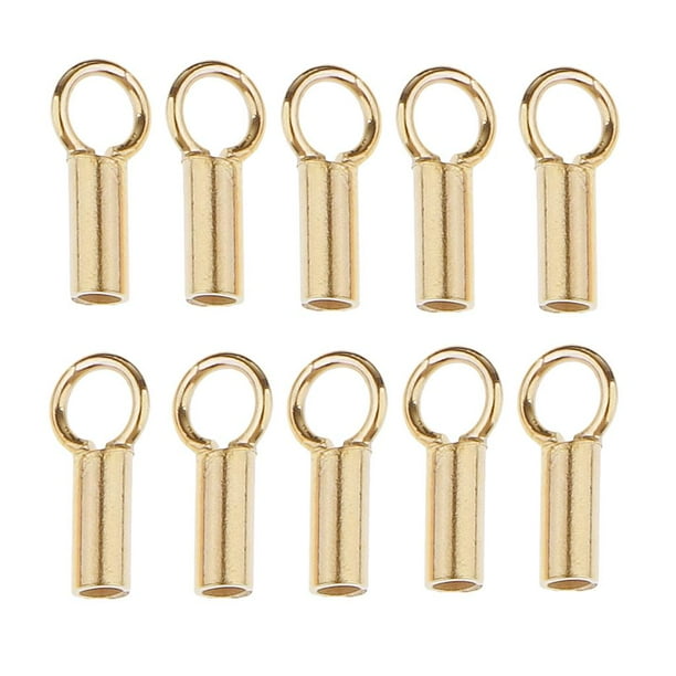 10 cuentas de tubo de plata de ley 925 con extremo de cordón y anillo. Oro