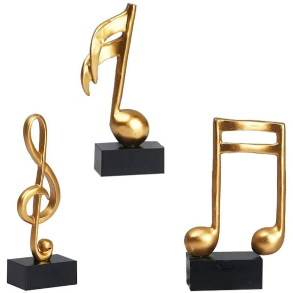 CATPAN Music Note Sculpture Decor 3 Pack Musical Note Figurine Golden Tabletop Musical Sculptures Resin Music Statue Crafts for Table Centerpiece Crafts Home Art