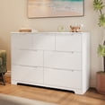 thumbnail image 5 of 7 Drawer Dresser for Bedroom, 48" Modern Chest of Drawers with Handleless Recessed Design, White Wood Storage Organizer for Living Room Hallway, 5 of 9