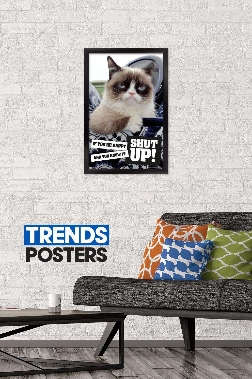 Grumpy Cat - Shut Up Wall Poster, 14.725" x 22.375", Framed