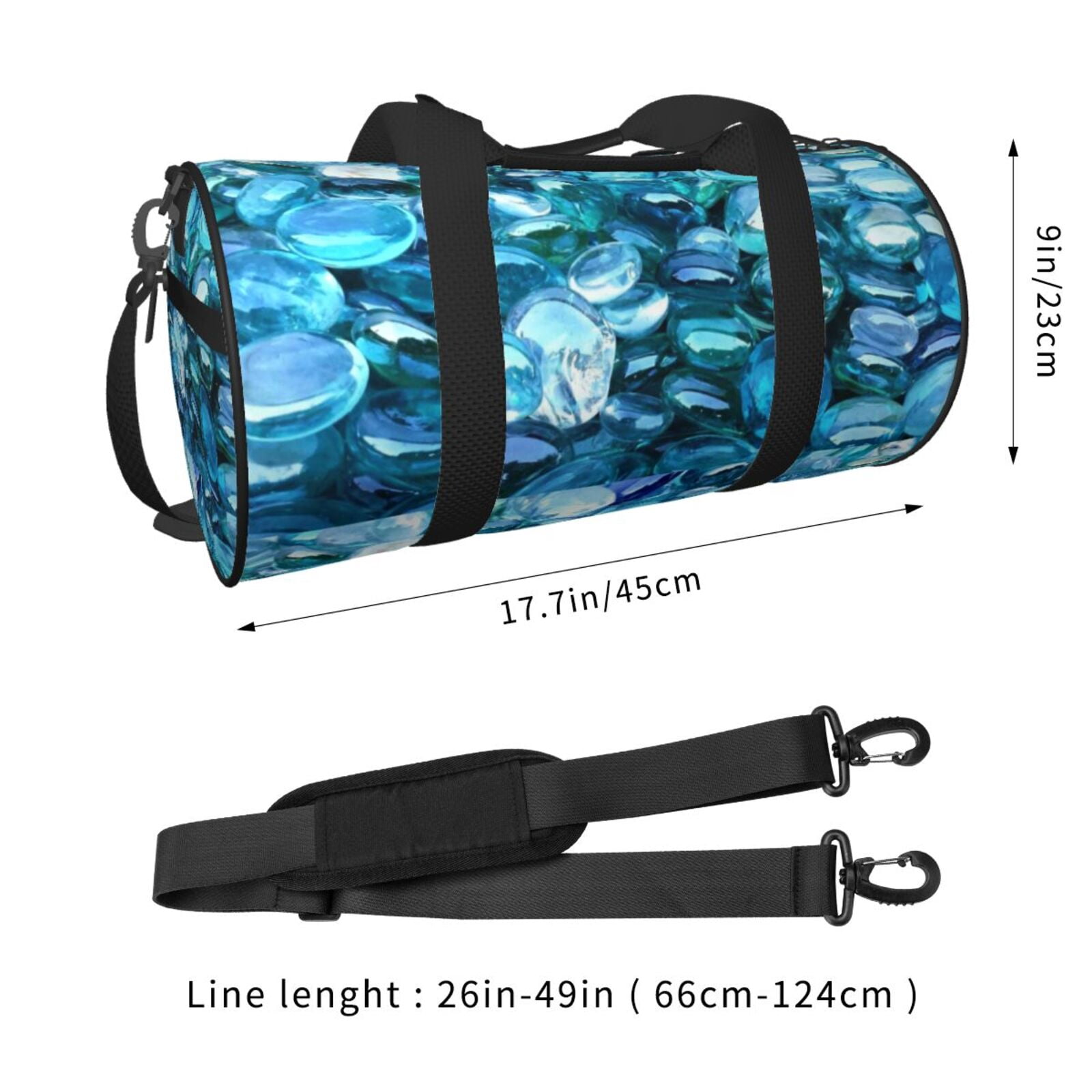 Vsdgher Blue Kyanite 45L Foldable Duffel Bag, Sports Gym Bag,Overnight Bag, Portable Weekender Bag for Airplanes