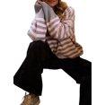 thumbnail image 2 of Women's Oversized Crew Neck Sweater Long Sleeve Knit Pullover Cozy Fall Tops Casual Loose Knitwear Pink M, 2 of 7